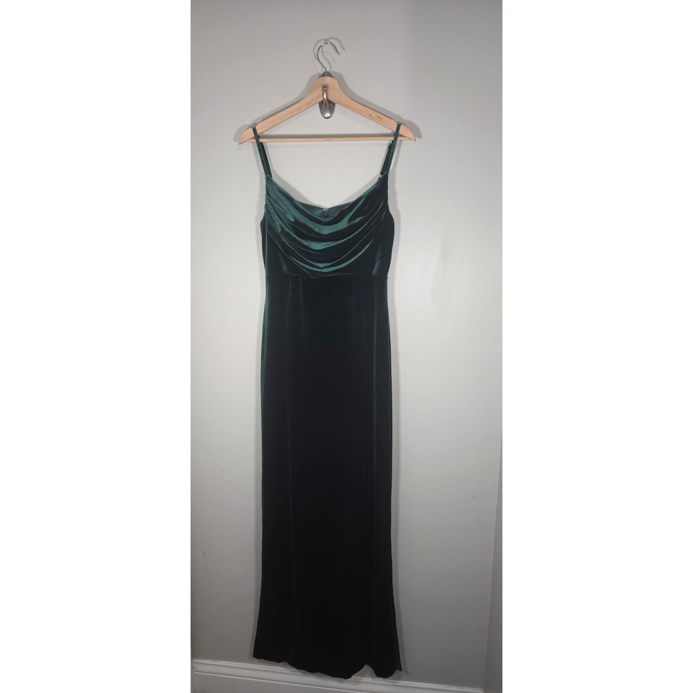 Revelry Green Velvet Maxi Dress Size 6 Cowl Neck Bridesmaid Formal Elegant